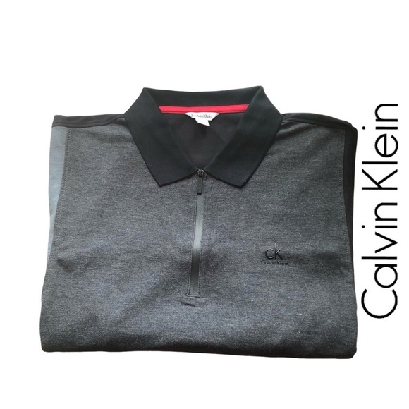Calvin Klein Other - Calvin Klein Tri-colour Quarter-zip Pima Cotton Short Sleeve Shirt - Size L